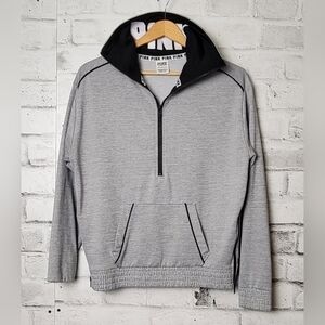 VS PINK Half Zip Hoodie Gray Black Logo Pullover Kangaroo Pocket XS